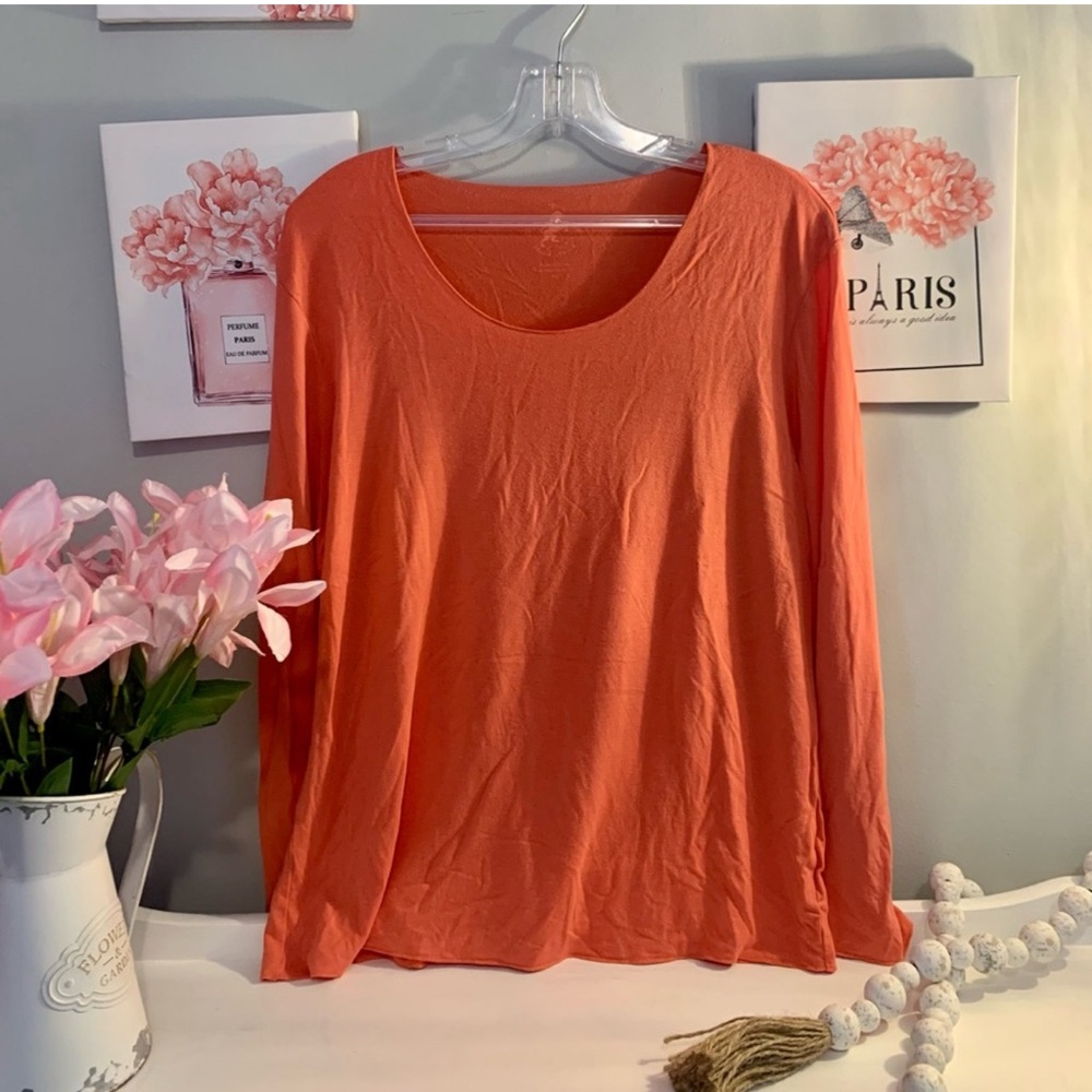 Vibrant Orange Long Sleeve Blouse